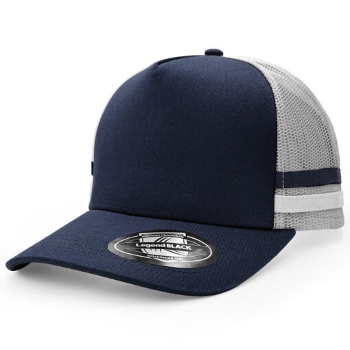 Stripped Turcker Hat Custom Branded Black Promotional Products & Merchandise, Promotional Products Supplier Australia