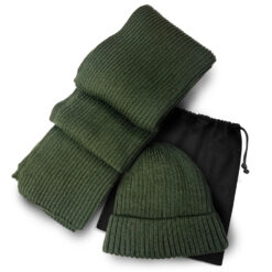scarf and beanie set with customised branding