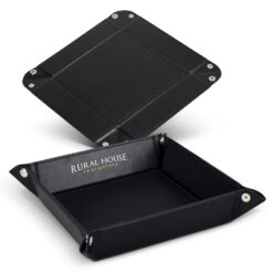 Black trinket caddy tray with custom printed logo
