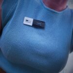 Epoxy name tag worn on uniform - clear, readable, premium