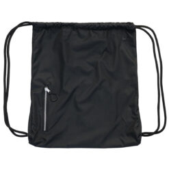Black drawstring bag with corner reinforcement