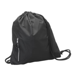Black drawstring bag with gusseted bottom