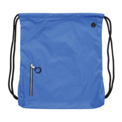 Light blue drawstring bag with front zip pocket