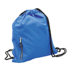 Blue drawstring sports bag with reinforced corners