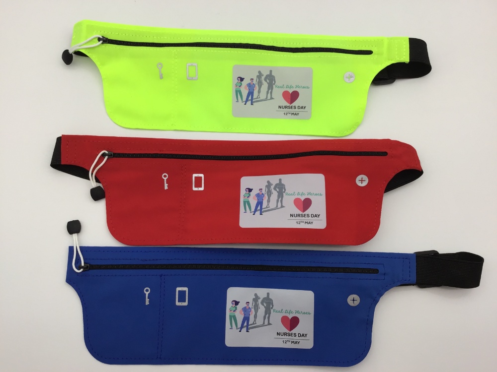 Navy drawstring bag with white fishbone print