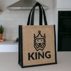 Jute bags custom printing - 370gsm jute, bag size: 340mm H x 300mm W x 150mm