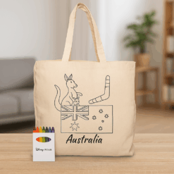 Colour in calico bag with crayons Publicity Promotional Products Supplier