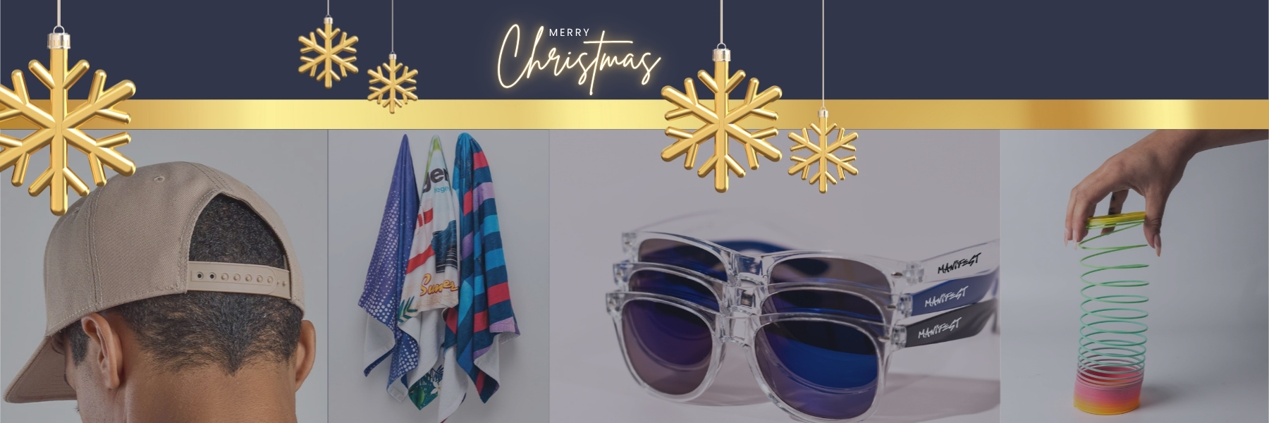 holiday themed gift box with pastry and mug